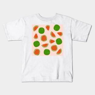 Summer fruit on pink Watermelon Pattern Kids T-Shirt